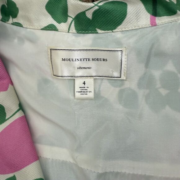 Anthropology Moulinette Soeurs Women's Silk Green Pink Floral Print Dress Sze 4 - Picture 2 of 11